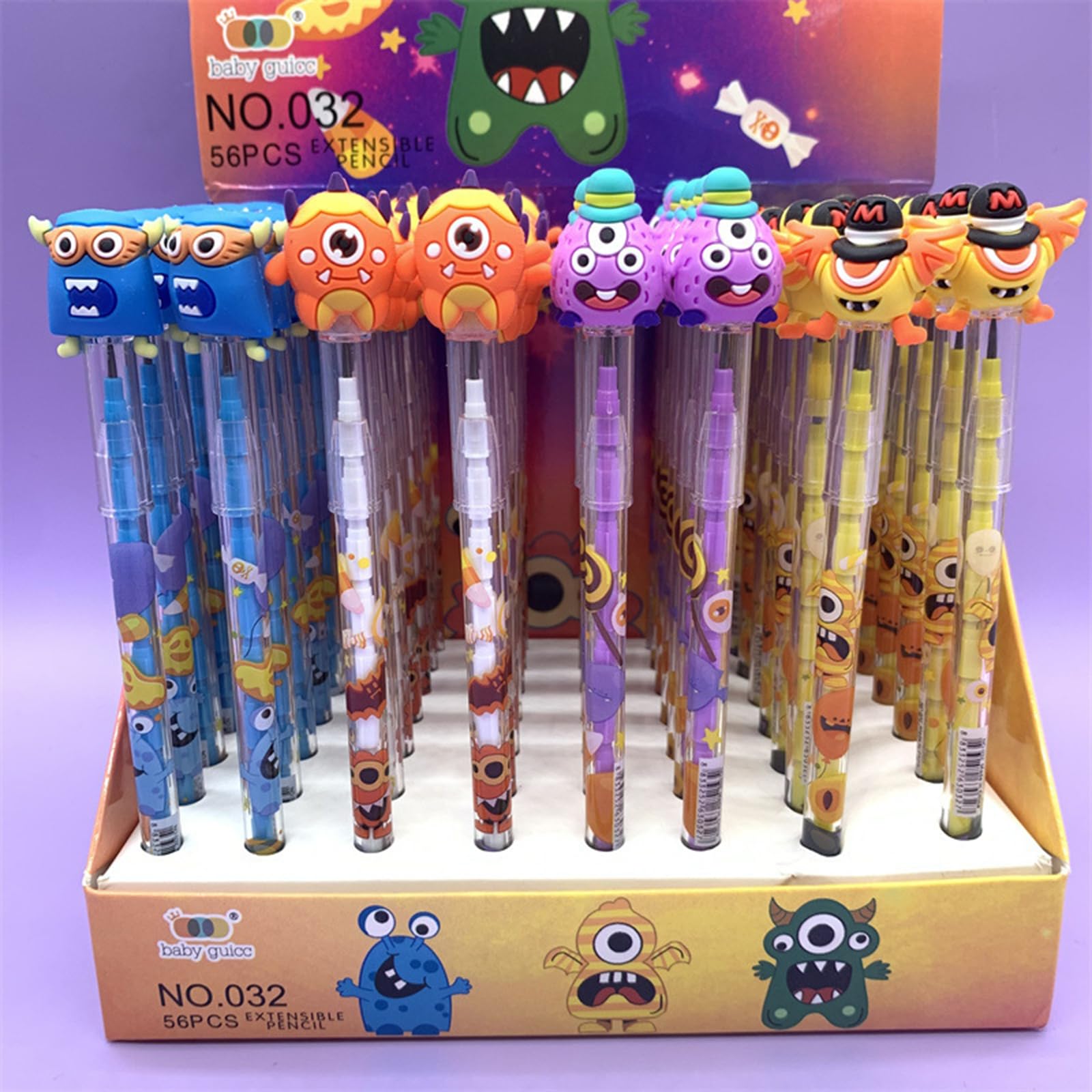 56 Stück Halloween Bleistifte, stapelbar, für, stapelbar, nicht spitzend, Push Bleistift für Halloween Party, Push für, Mehrpunkt Bleistift