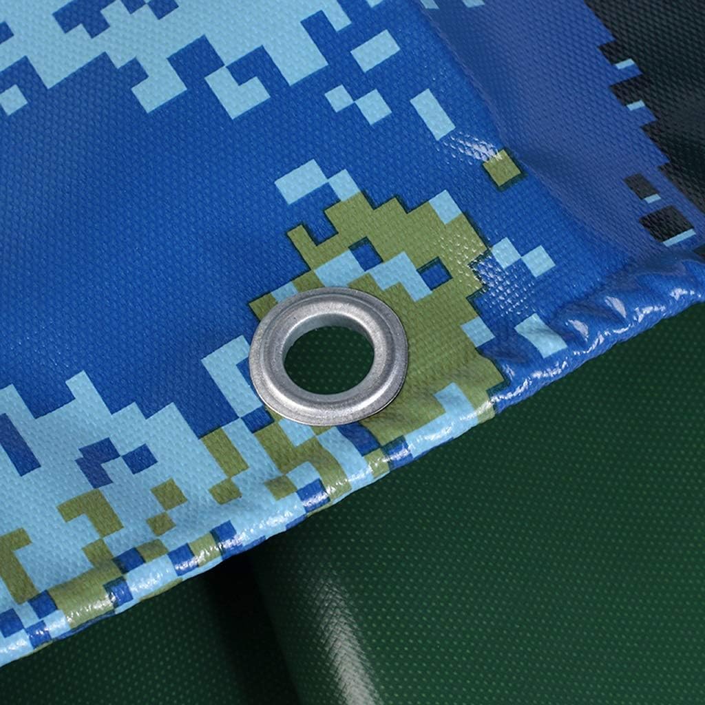 Tarp Waterproof Camo Tarp - Reversible Camouflage Blue Precision Weaving Tarp with PVC Resin Coating and Rustproof Grommets for Outdoor Camping RV Truck and Trailers Tarpaulin/Camping Tarp