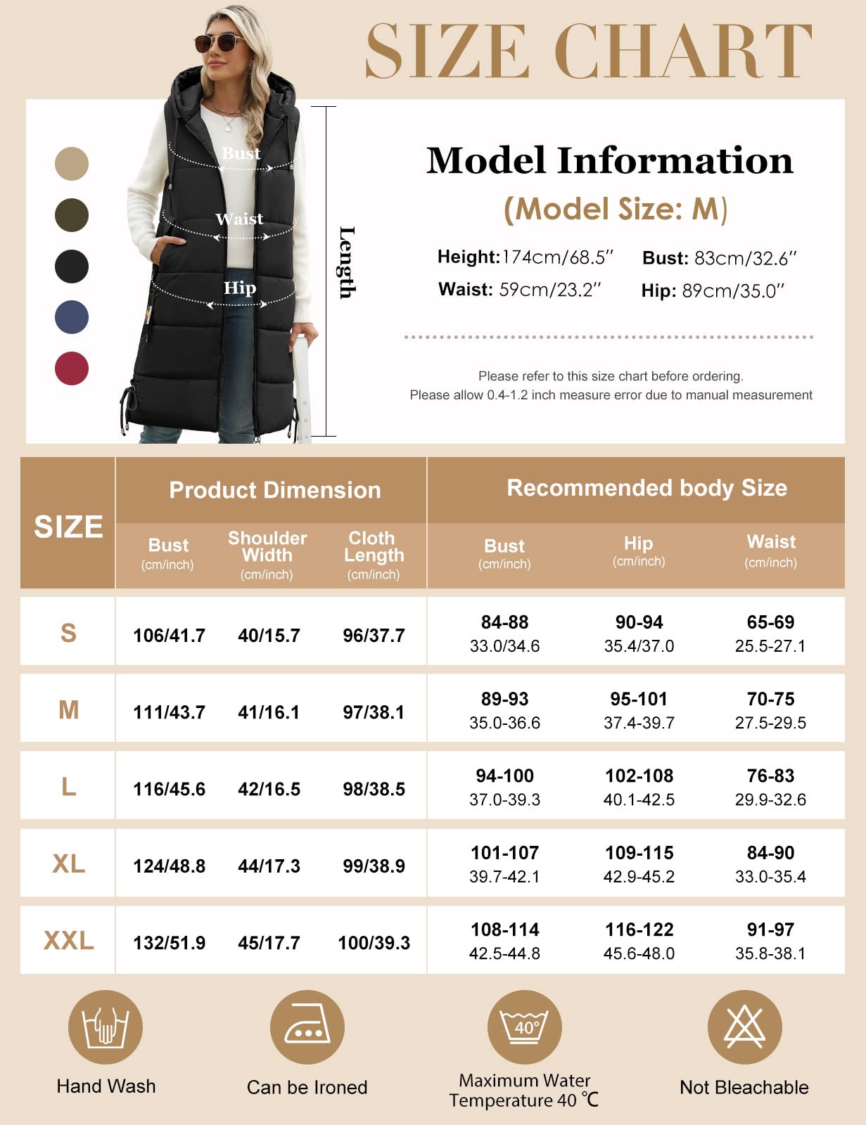 Vancavoo Doudoune Longue Sans Manche Femme,Veste Longue Sans Manche Manteaux Extérieure à Courtepointe Blouson Capuche Gilet Sans Manche Hiver