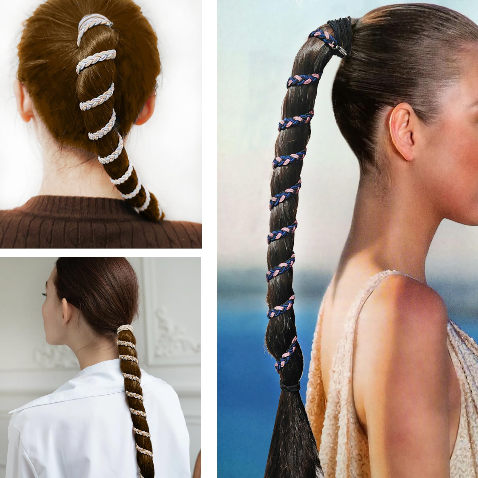 Amazon.com : Elastic Spiral Braided Hair Ties for Women and  display picture 2
