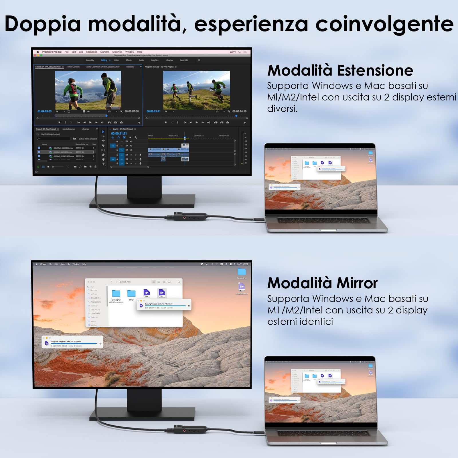 WAVLINK Adattatore USB C a HDMI, Adattatore HDMI 2K, Convertitore USB 3.0 a HDMI, Chip Displaylink supportano fino a 6 Monitor per Windows