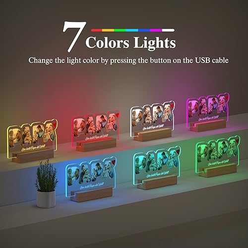 Miniatura 4 de Bemaystar Regalos personalizados para papá, luces nocturnas personalizadas con foto, regalos personalizados para papá en el día del padre,