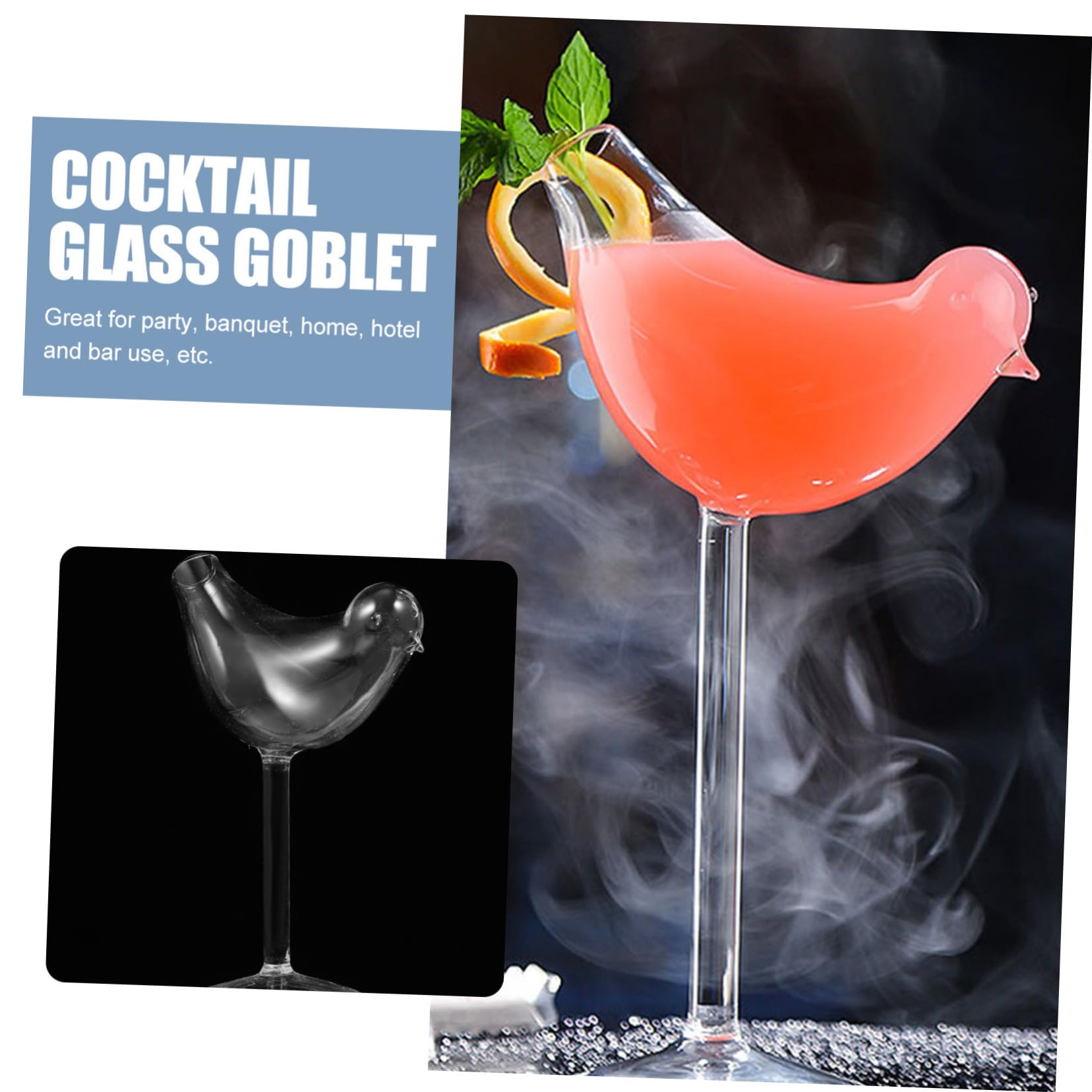 DOITOOL 2 Juegos Copas de Vino con Forma Transparentes Vasos de Cóctel de Vidrio para Bar Restaurante y Fiestas Diseño Único y Práctico