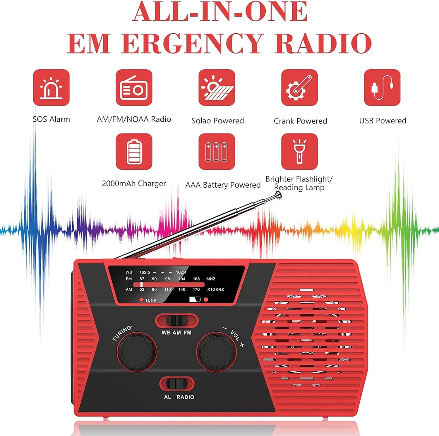 Black Friday - 40% OFF Emergency Radio,Portable Solar Hand Crank Radio AM/FM NOAA Weather Radio, Flashlight Hand Crank Radio 2000mAh Power Bank USB Charger for Smart Phone and SOS Alarm Super Cheap 🛒 Emergency Radio,Portable Solar Hand Crank Radio AM/FM NOAA Weather Radio, Flashlight Hand Crank Radio 2000mAh Power Bank USB Charger for Smart Phone and SOS Alarm