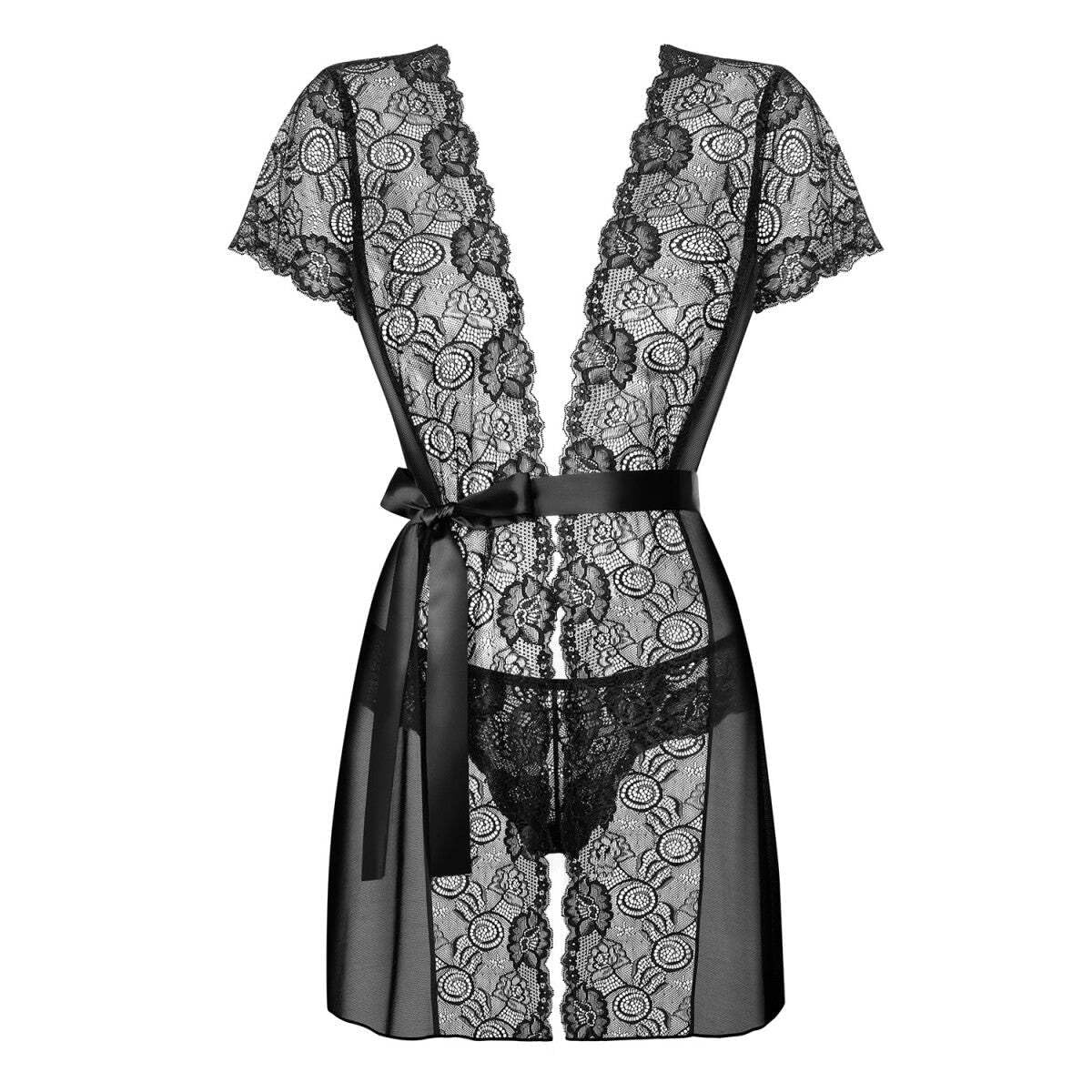Obsessive Pulluria Peignoir & Thong Noir S