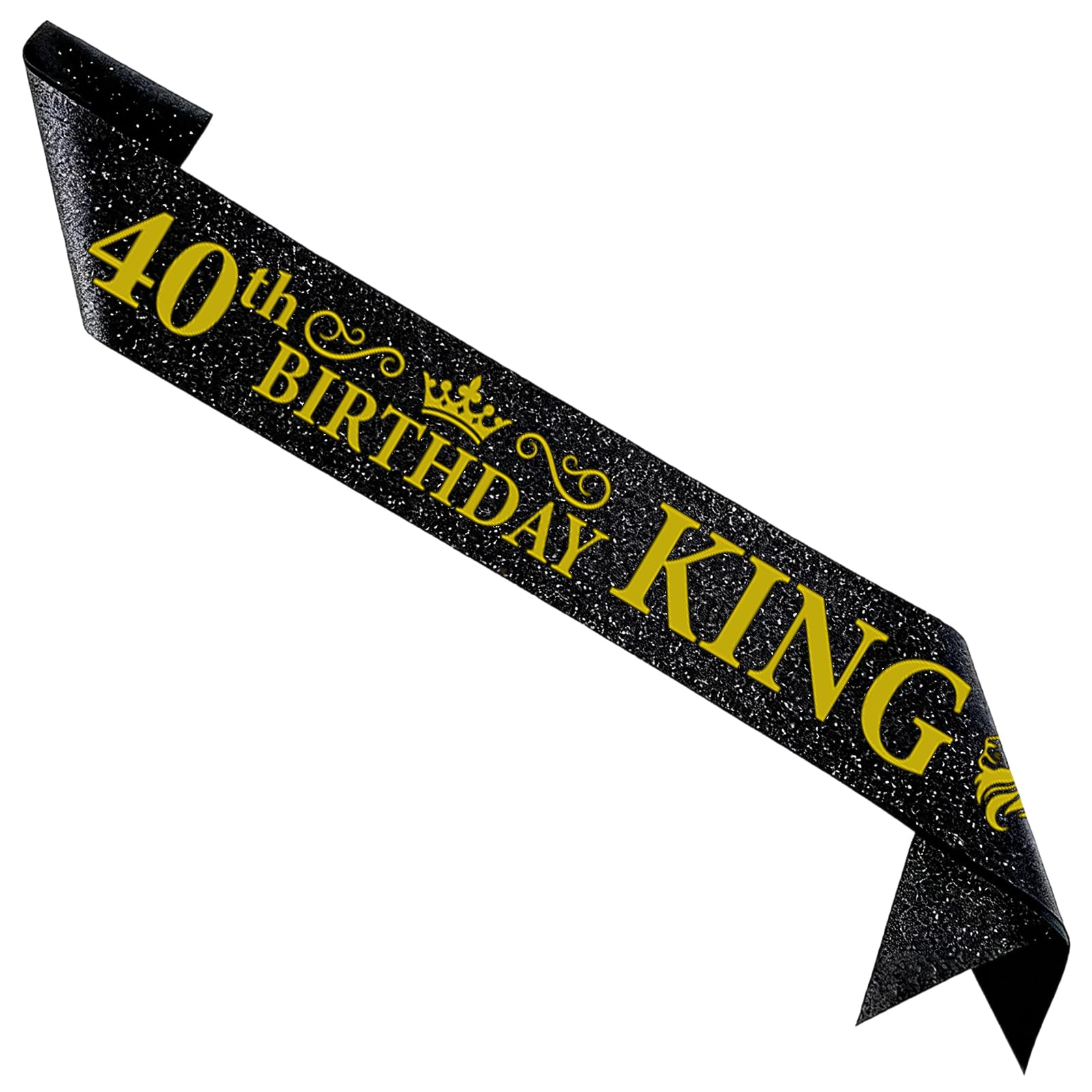 PartyforU 40th Birthday King Sash, Gold and Black Birthday Decorations Sash for Men, Happy 40 Years Old Birthday Gifts Party Decoration
