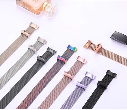 Replacement Band Compatible with Fitbit Charge 3 Bracelet/Fitbit Charge 4 Bracelet, Adjustable Stainless Steel Metal Band for Women Men, Small Large