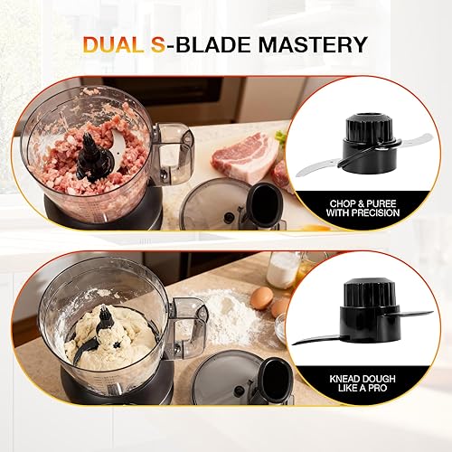 Miniatura 5 de Procesador de alimentos inteligente de 12 tazas, cortador eléctrico de alimentos con rebanado de papas fritas, triturador de amasado, para carne,