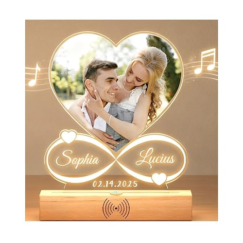 Custom Music Frame with Picture,Personalized Photo Frame with Sensor Night