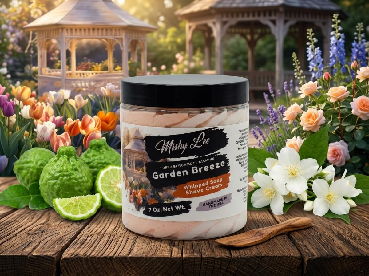Garden Breeze Fresh Bergamot and Jasmine Whipped Soap and Shave Cream - Paraben Free Hand-Crafted 2-in-1, Moisturizing - 7 Oz. image 2