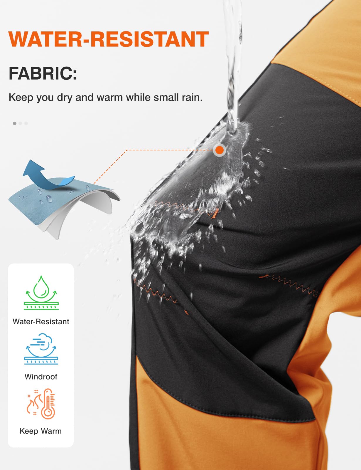 donhobo Pantalon de randonnée doublé pour homme - Imperméable - Coupe-vent - Chaud - En softshell épais - Pantalon de ski - Pantalon de trekking