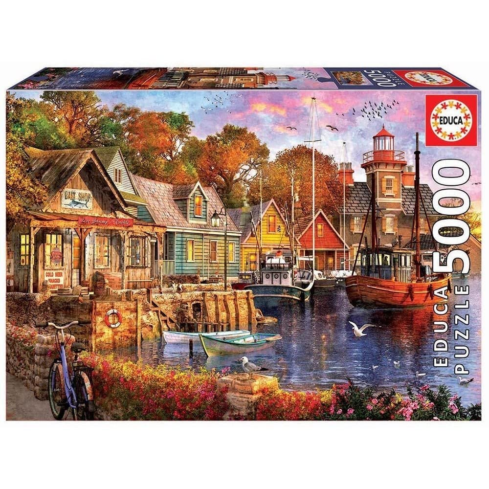 Educa - Puzzle da 5000 pezzi per adulti | Tramonto nel porto. Misura: 157 x 107 cm. Include servizio pezzi mancanti. Consigliato a partire dai 14 anni (18015)