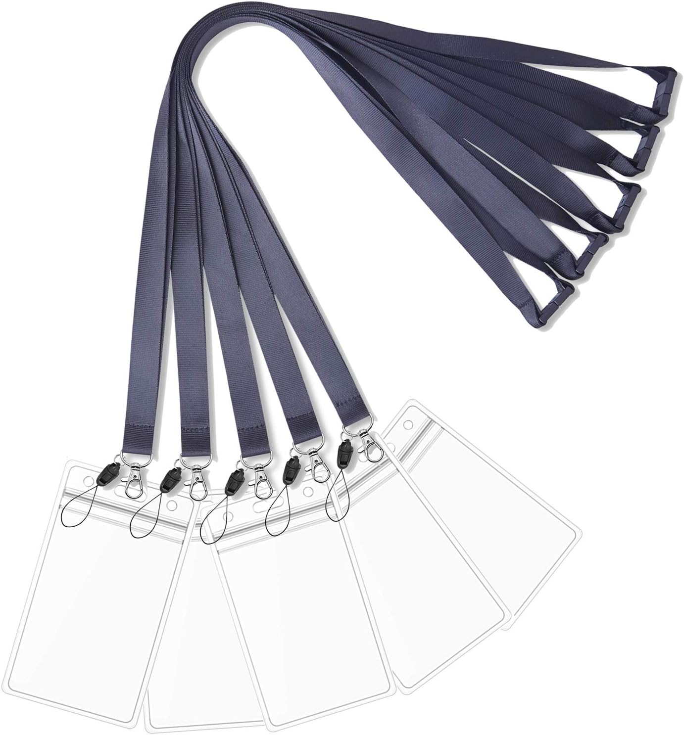 ID Badge Holder with Lanyard, 10 Sets Clear Name Badge