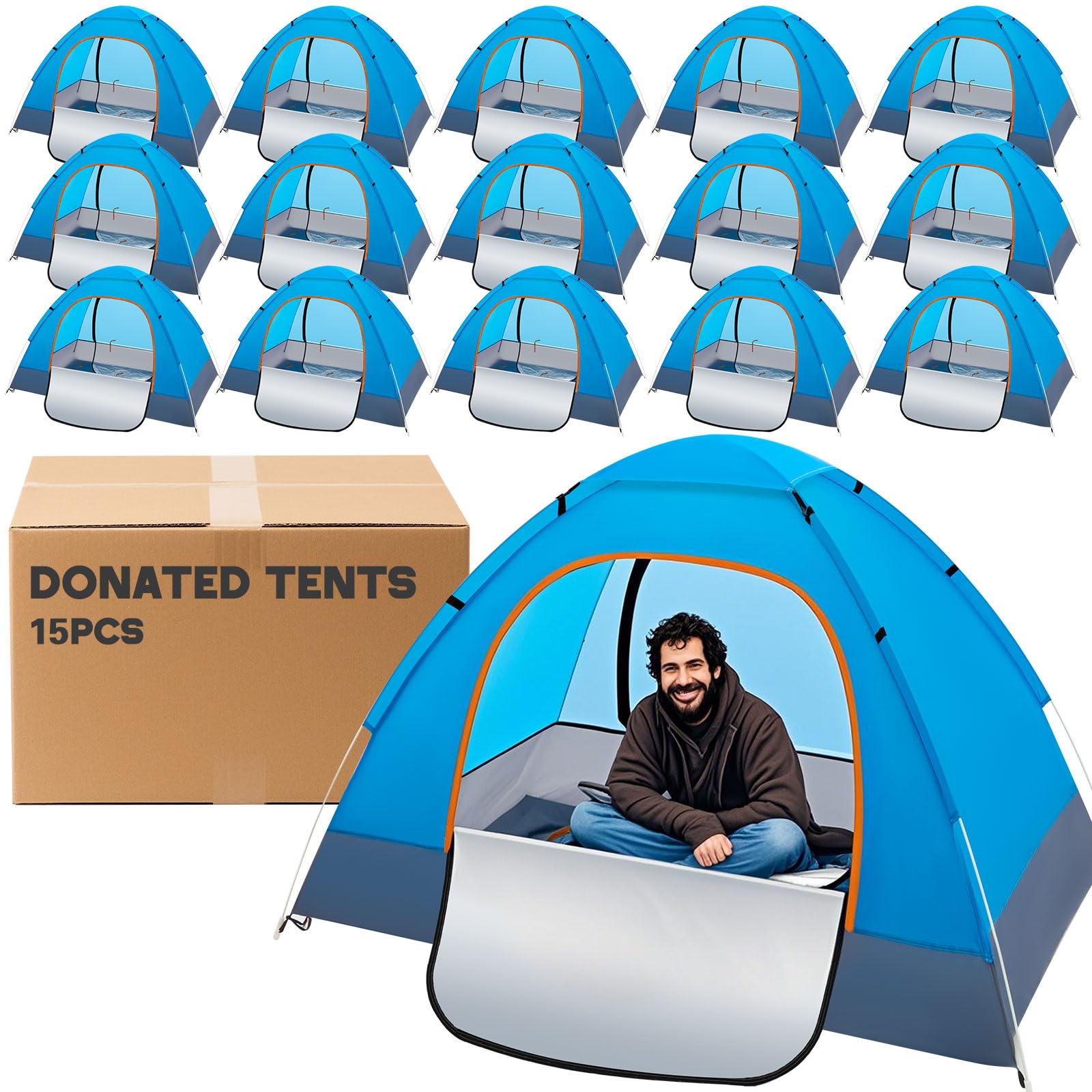 Dropship 3-4 Person Pop Up Tent Automatic Setup Camping Tent Waterproof Instant Setup Tent With 4 Tent Poles 2 Mosquito Net Windows Carrying Bag For Hiking Climbing Fishing - View #6