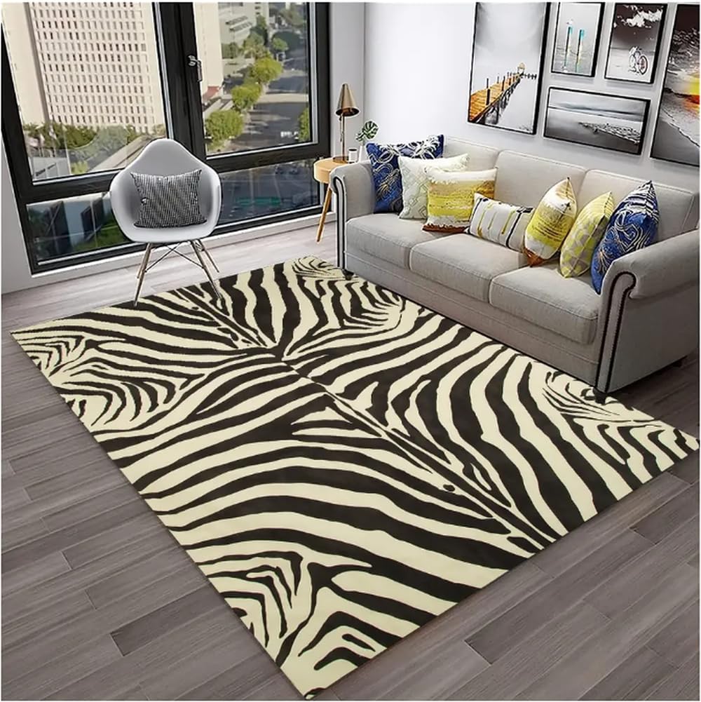 Tapis de sol antidérapant zébré coloré multicolore salon 60x90