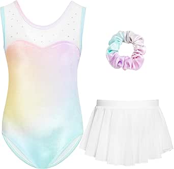 Gogokids Girls Three-Piece Gymnastics Leotards, Long Sleeve Gymnastics