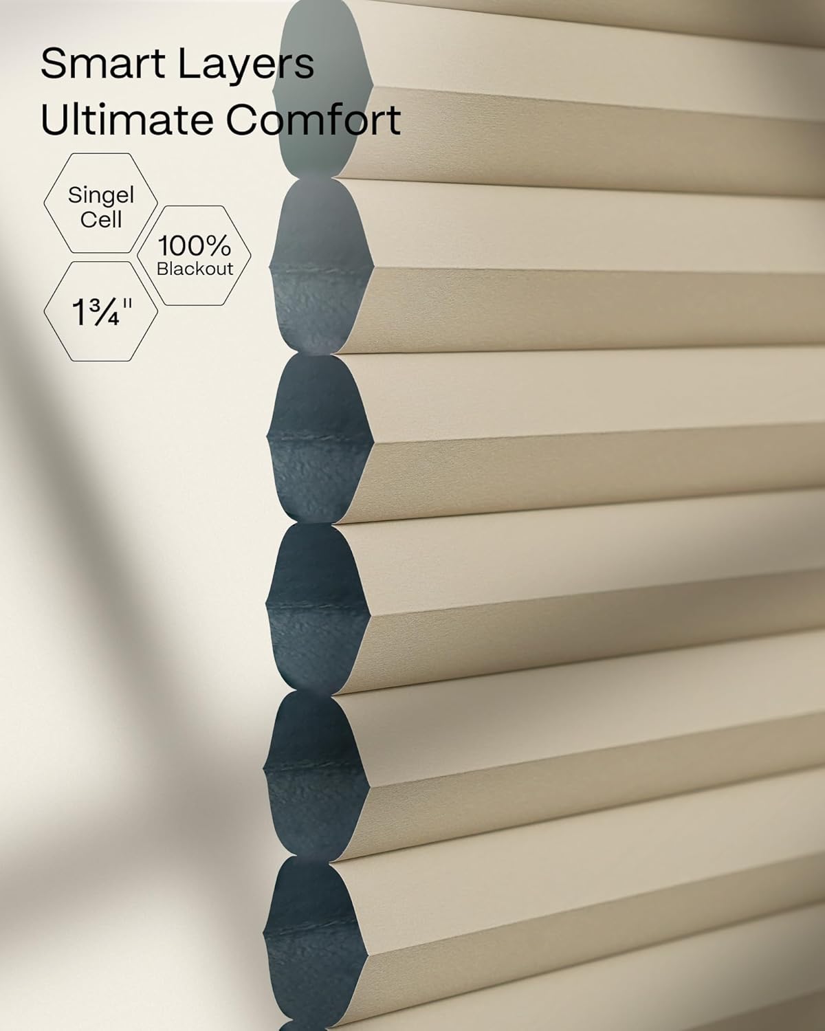 Graywind Motorized Day Night Cellular Shades Powered by Eve Compatible with Alexa Google Siri, Automatic 1-3/4"Cell Honeycomb Blinds s for Indoor Windows Doors, Custom Size, Beige/White