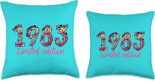 Miniatura 3 de Birthday Retro Rainbow Leopard Print Tees 1983 Limited Edition Retro Rainbow Leopard Print Throw Pillow, 16x16, Multicolor