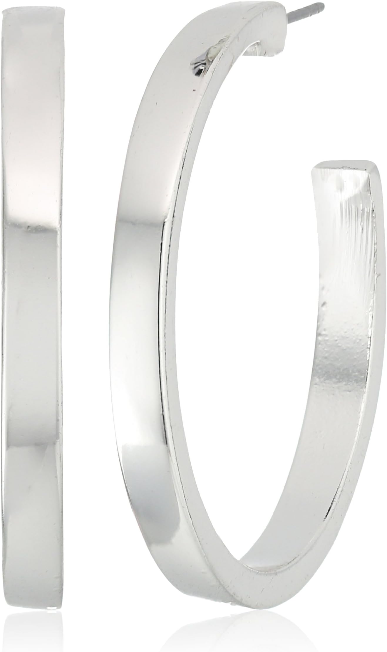 "Basic" Silver Logo Open Hoop Earrings