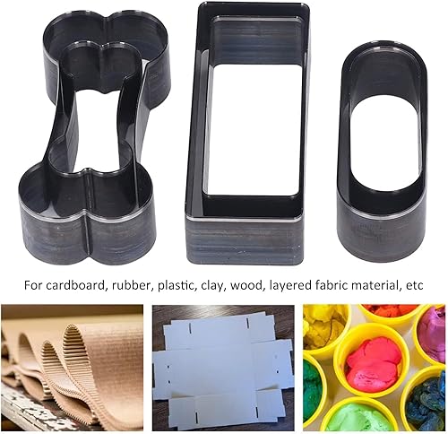 Miniatura 3 de Troquel de corte de cuero, troquel de corte de cuero, 6 piezas de troqueles de corte de cuero herramienta de corte hueco rectángulo ovalado forma de