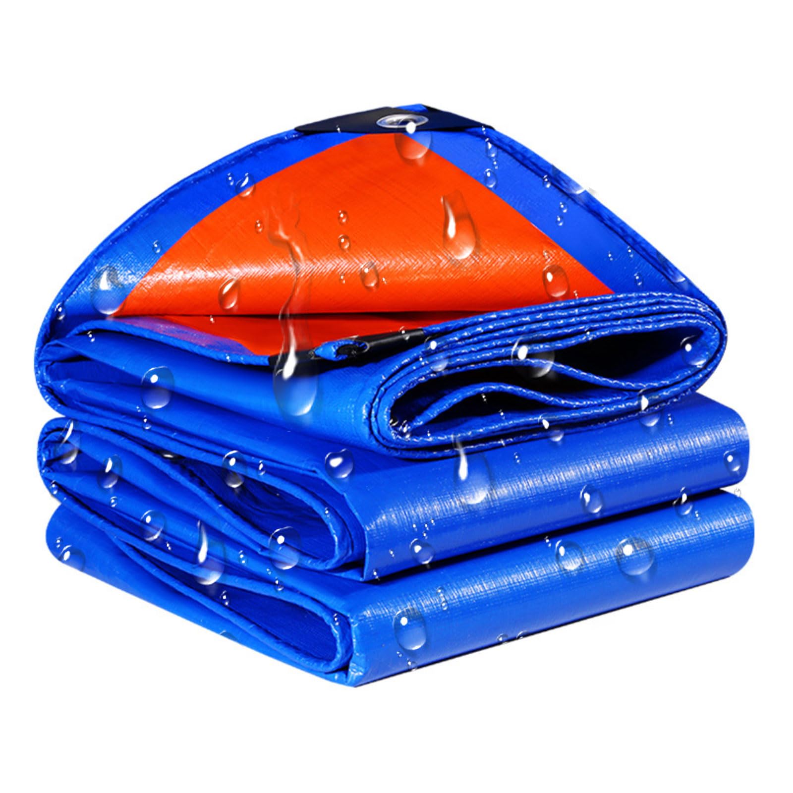 Waterproof Tarpaulin 320 x 460 cm UV Resistant, Pe Material, Lightweight Ground Sheet Reinforced Eyelets, Tear Resistant for Garden Furniture Camping, Blue