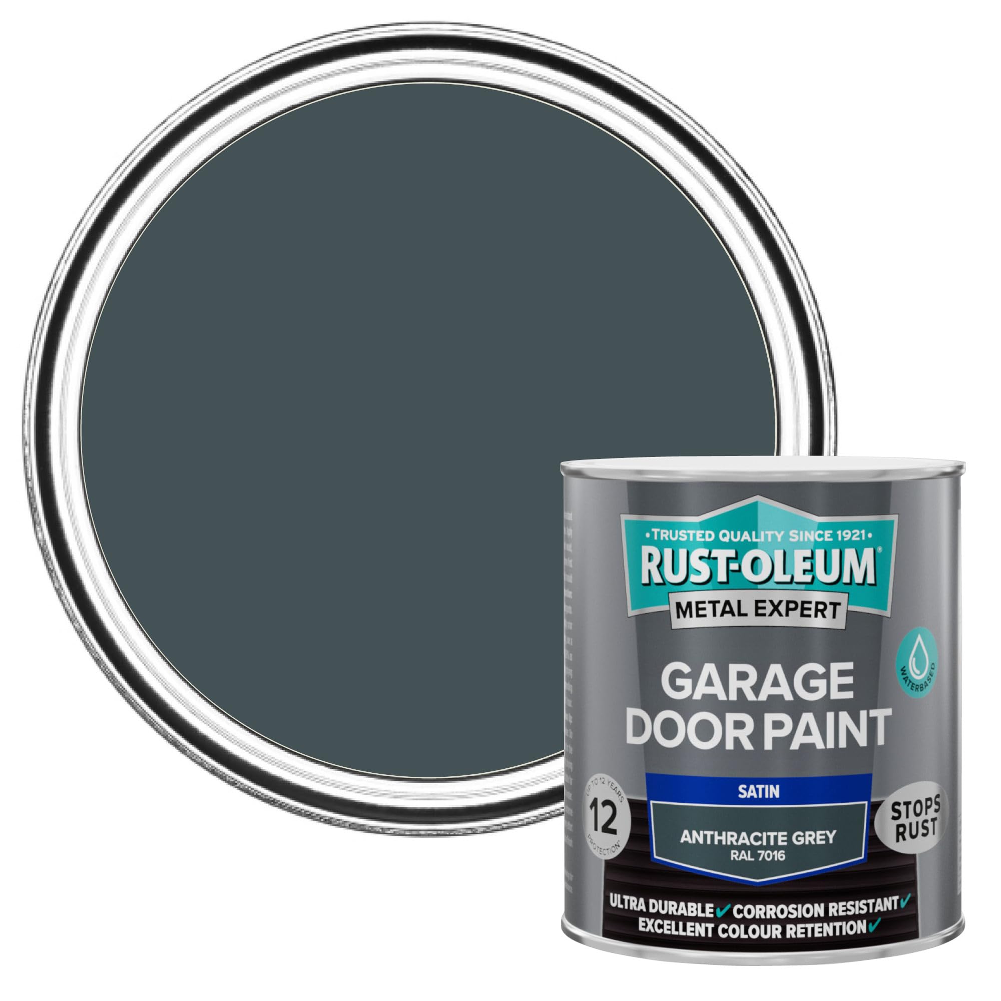 Rust-Oleum Metal Expert Garage Door Paint Satin Anthracite Grey 750ml