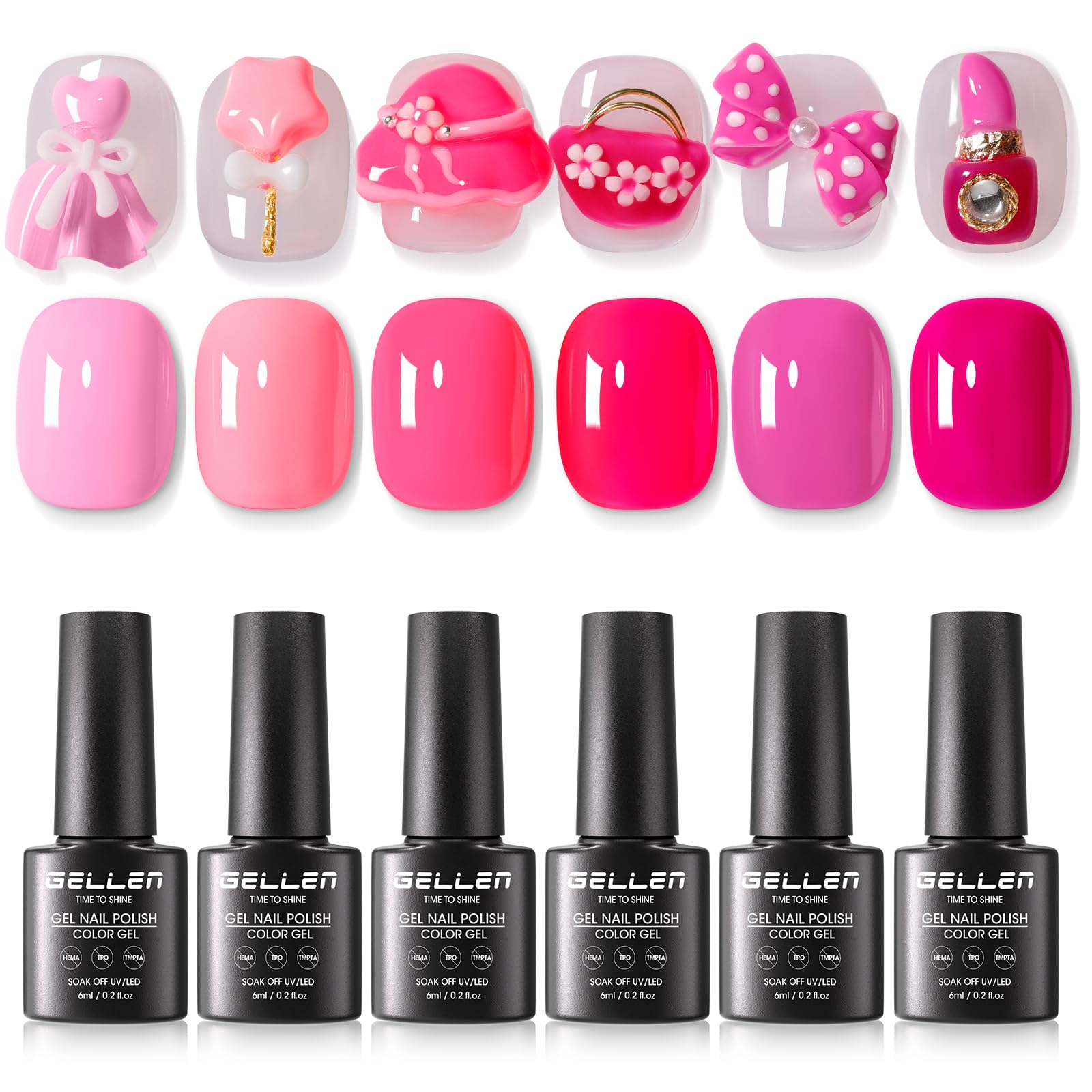 Photo 1 of GELLEN Gel Polish Set, 6 Colors Velvet Rose