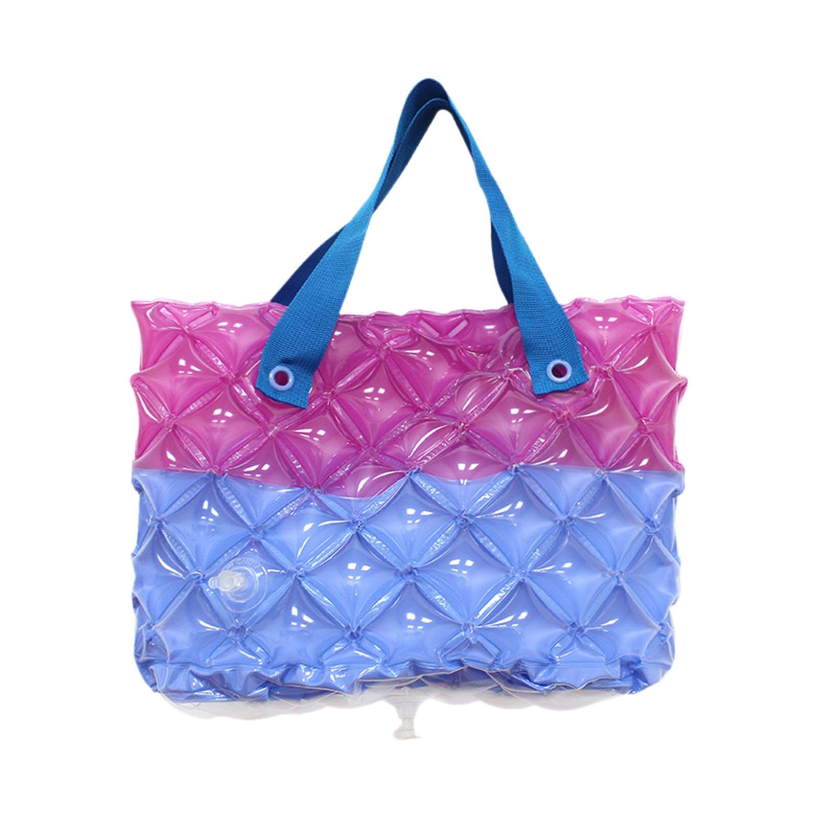 Inflatable Beach Tote Bag Beach Basket Waterproof PVC Handbag for Gym Market Blue Purple-image-43