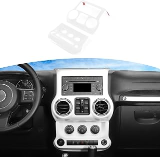 RT-TCZ for Jeep JK White Dash Accents Radio A/C Controls Cover Trim for Jeep Wrangler JK JKU 2011-2017 ABS Interior Accessories 2pcs