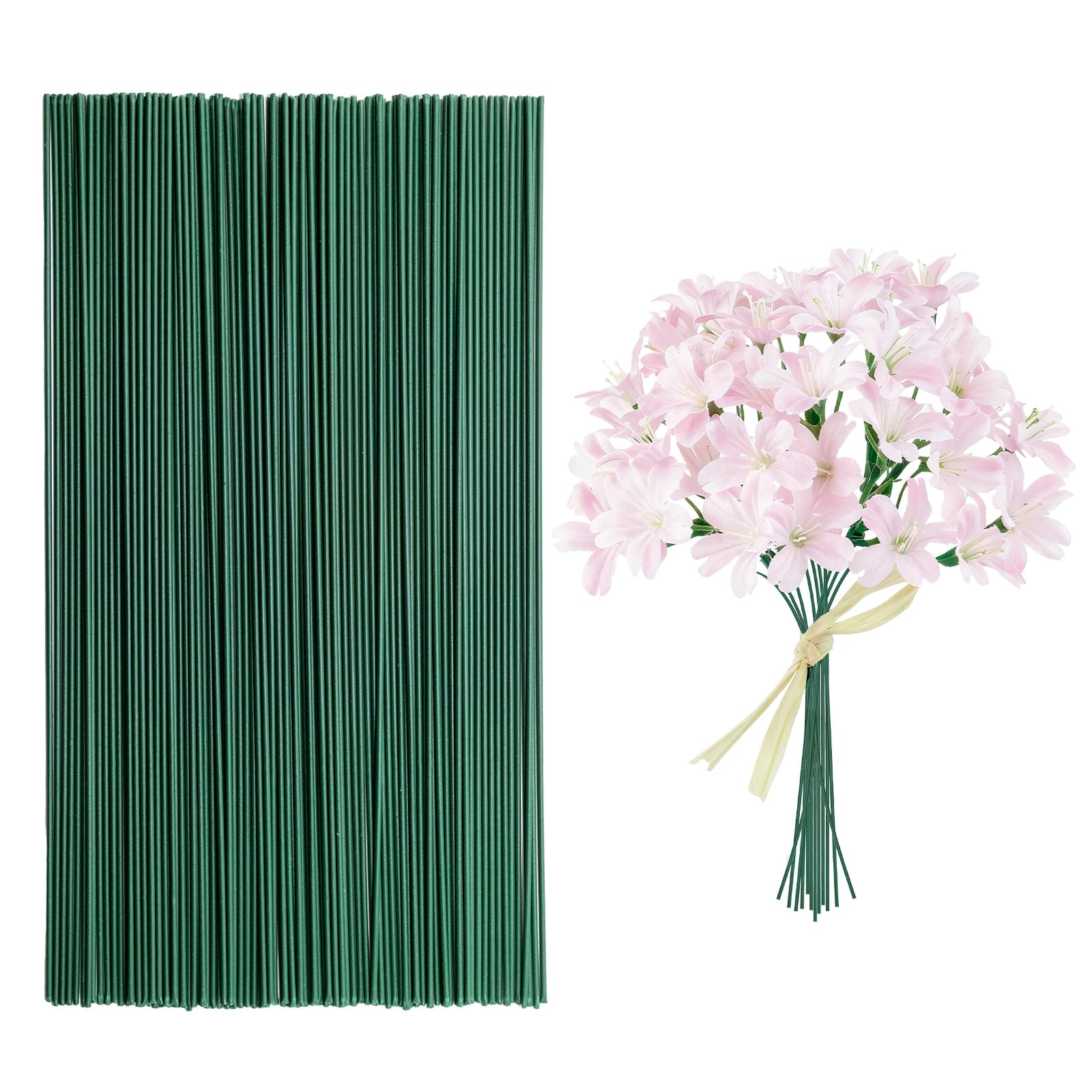 Craft Florist Wire Floristry Supplies: 100pcs Floral Wire Stems 30cm,Bouquet Making Supplies 2mm,Flower Arranging Accessories for Artificial Arrangements Garland Making,DIY Handmade
