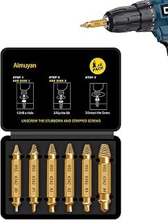Damaged Screw Extractor Set- 6 psc HSS 6542 Stripped Screw Removal Tool, Stripped Screws Nuts & Bolts Drill Bit Tools for Easy Removal of Rusty & Broken Bolt Extractor Kit, Christmas Gifts for Man