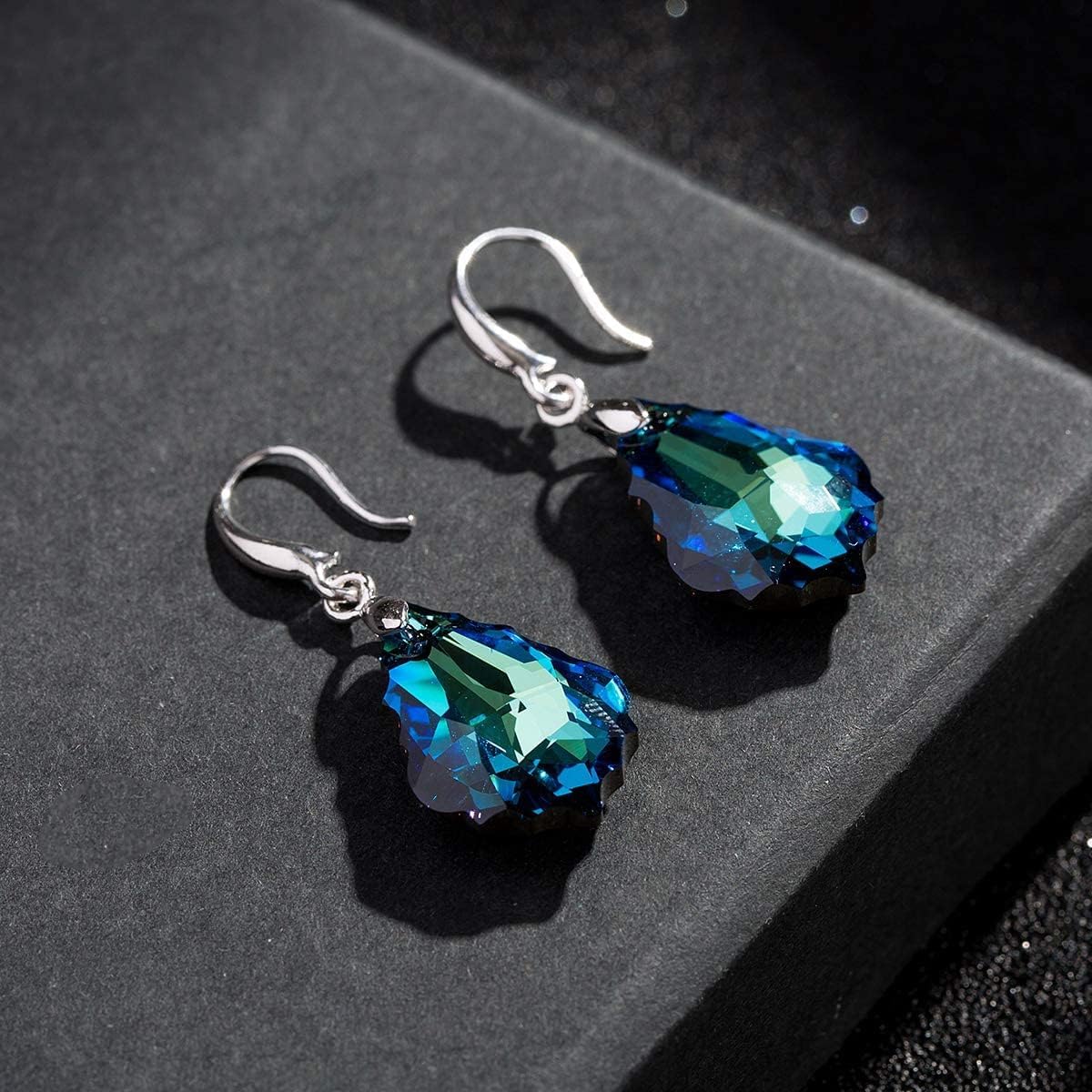 Austrian Crystal Baroque Teardrop Dangle Hook Earrings for Women 14K Gold Plated Drop Earring Hypoallergenic Jewelry - Image 3