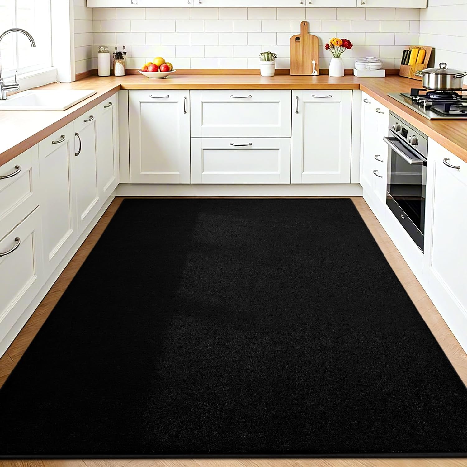 Vasofe Black Area Rugs for Living Room Bedroom, 4x6 Modern Thickened Memory-Foam Throw Carpet, Super Soft Kids Boys Girls Rug, Non-Slip Washable Carpets for Dorm Nursery Classroom Office Decor