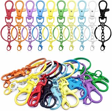 Pack of 100 Key Rings with Chain Key Ring Make Yourself Key Rings Small Key Ring for Crafts Key Ring Rings Carabiner Hook with Swivel for DIY