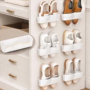 DegMongee 6-Pack Wall-Mounted Shoe Rack, White