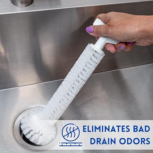 Miniatura 5 de Limpiador y desodorante universal para eliminación de basura, limpiador de fregadero y cepillo de drenaje de 12 pulgadas de largo para eliminar