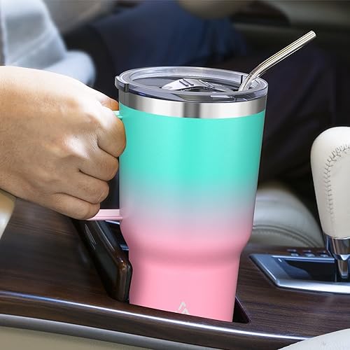 Miniatura 5 de Yoelike - Vaso de acero inoxidable, de 30 onzas, de doble pared con aislamiento al vacío, con tapa a prueba de salpicaduras, diseño de 25 patrones