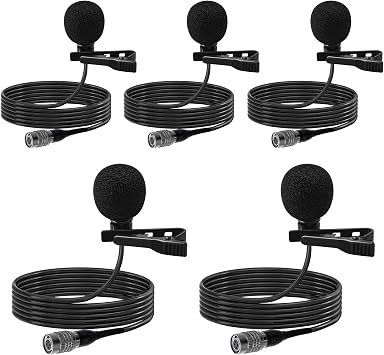5 Pack Lavalier Lapel Microphone Super Cardioid Mic for Audio-Technica Unidirectional Condenser Clip-on Lapel Mic Hirose 4 Pin Plug Connector Voice Amplifier