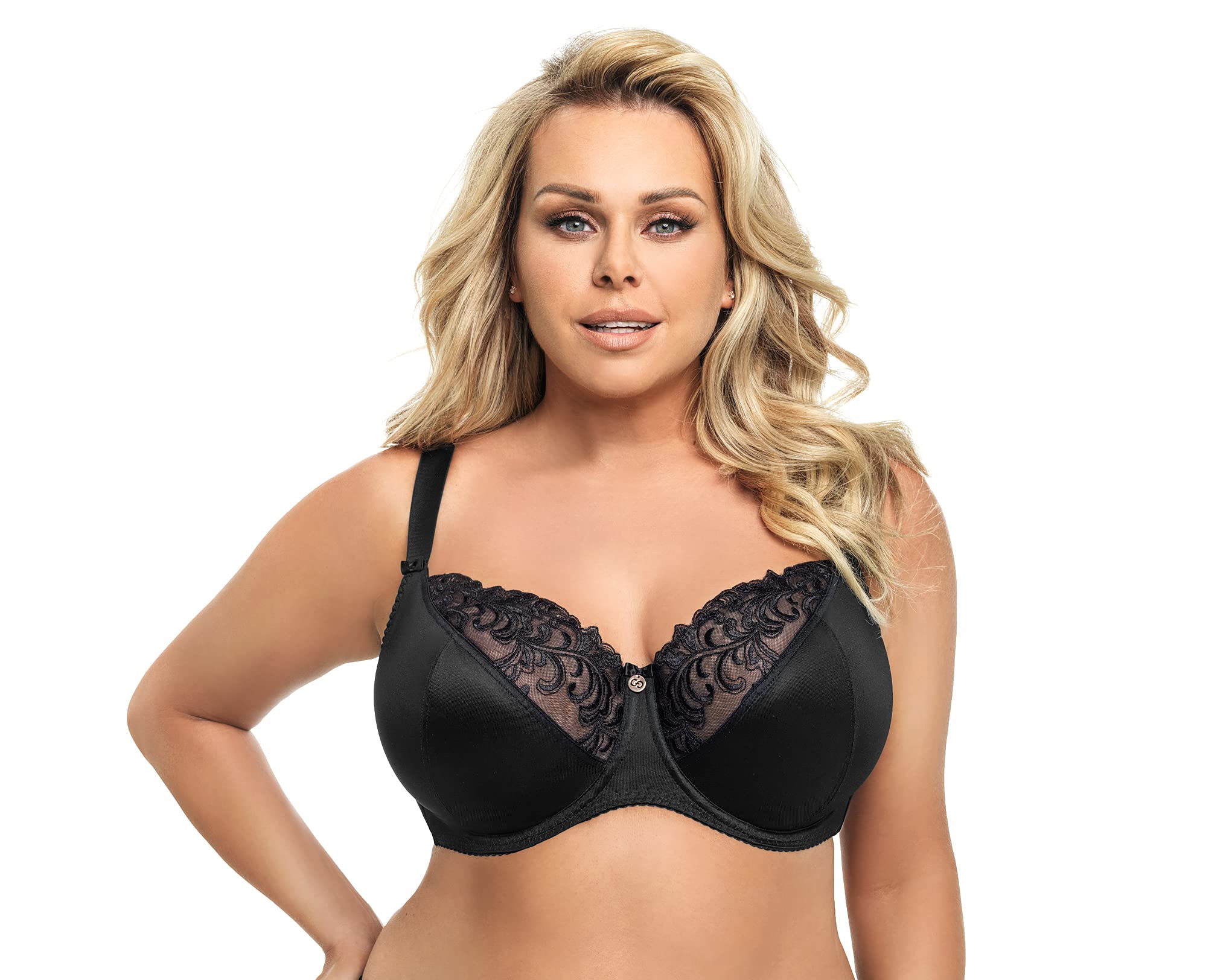 Selente My Secret Reggiseno Donna in Pizzo Curvy/Taglie Forti Coppe D-K con Salva bucato Incluso. Made in EU.
