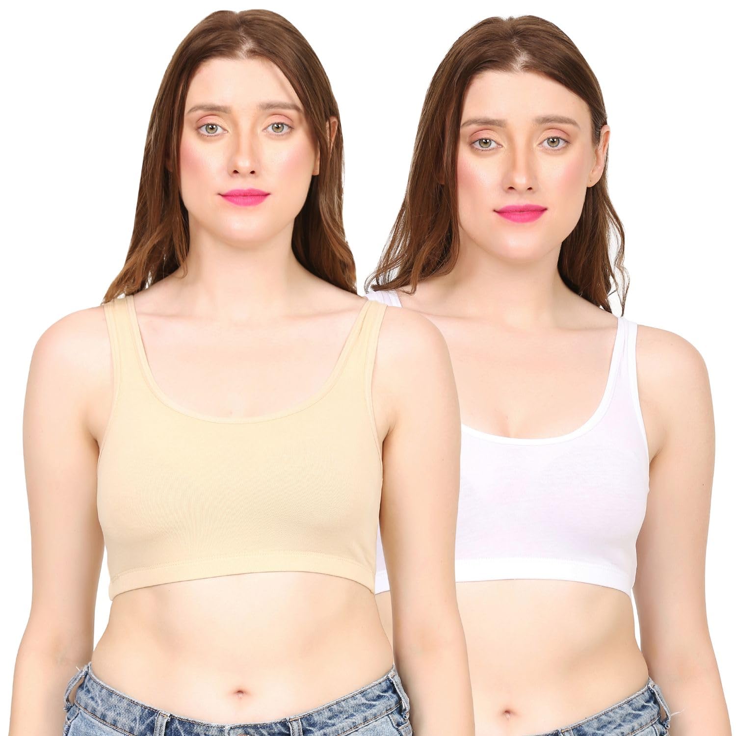 Mysha Cotton Full Coverage Non Padded Wire Free Air Sports Bra for Women (Pack of 2)-picture-13