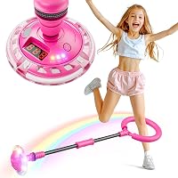 Flooyes Ankle Skip Ball for Kids Girls 6-10+: Counter, Timer, Calorie Tracker, Rechargeable LED Flash Wheel Toy, Fun Birthday Gift