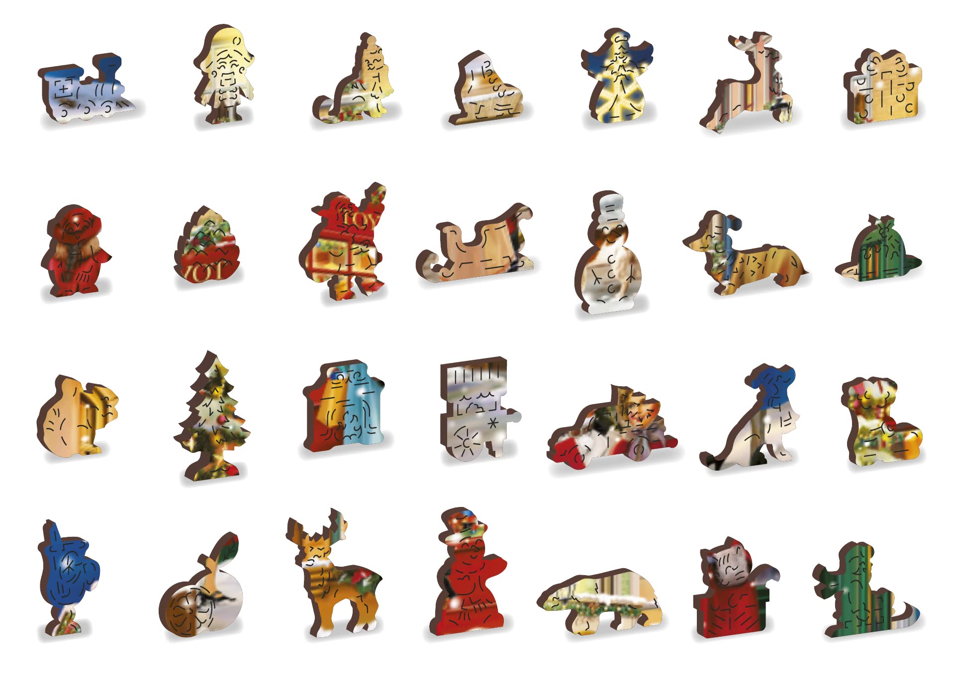 WOODEN.CITY Holzpuzzle 1000+10 Teile - Fortgeschrittene Weihnachtsabend Holzpuzzle für Erwachsene - Retro Nostalgie Holzpuzzles mit einzigartigen Weihnachtsstücken & ausgefallenen Formen - Großes