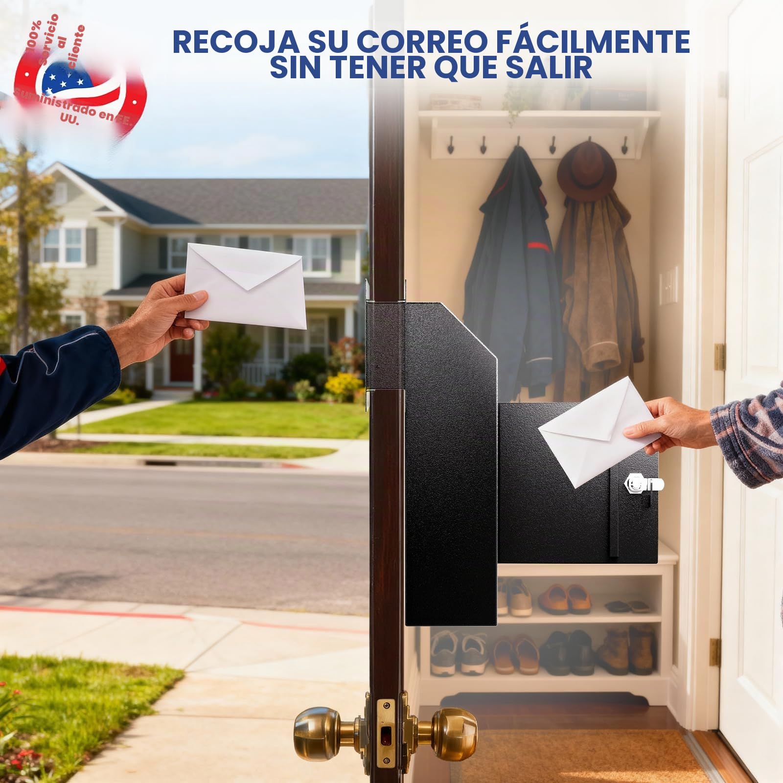 Buzón de Puerta para Correo, Alquiler, depósito y Llave Nocturna – Buzón de Bloqueo de Montaje en Puerta con Acceso Trasero a través de la Puerta (Ranura de Correo de 22,8 x 6,3 cm)