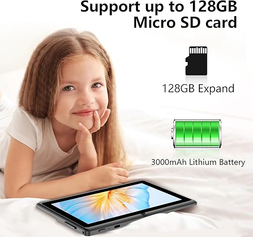 Miniatura 6 de Tablet Android 11, 2+4GB RAM 32GB ROM, procesador de cuatro núcleos, cámara dual, WiFi, conector para auriculares de 0.138 in, FM Bluetooth,