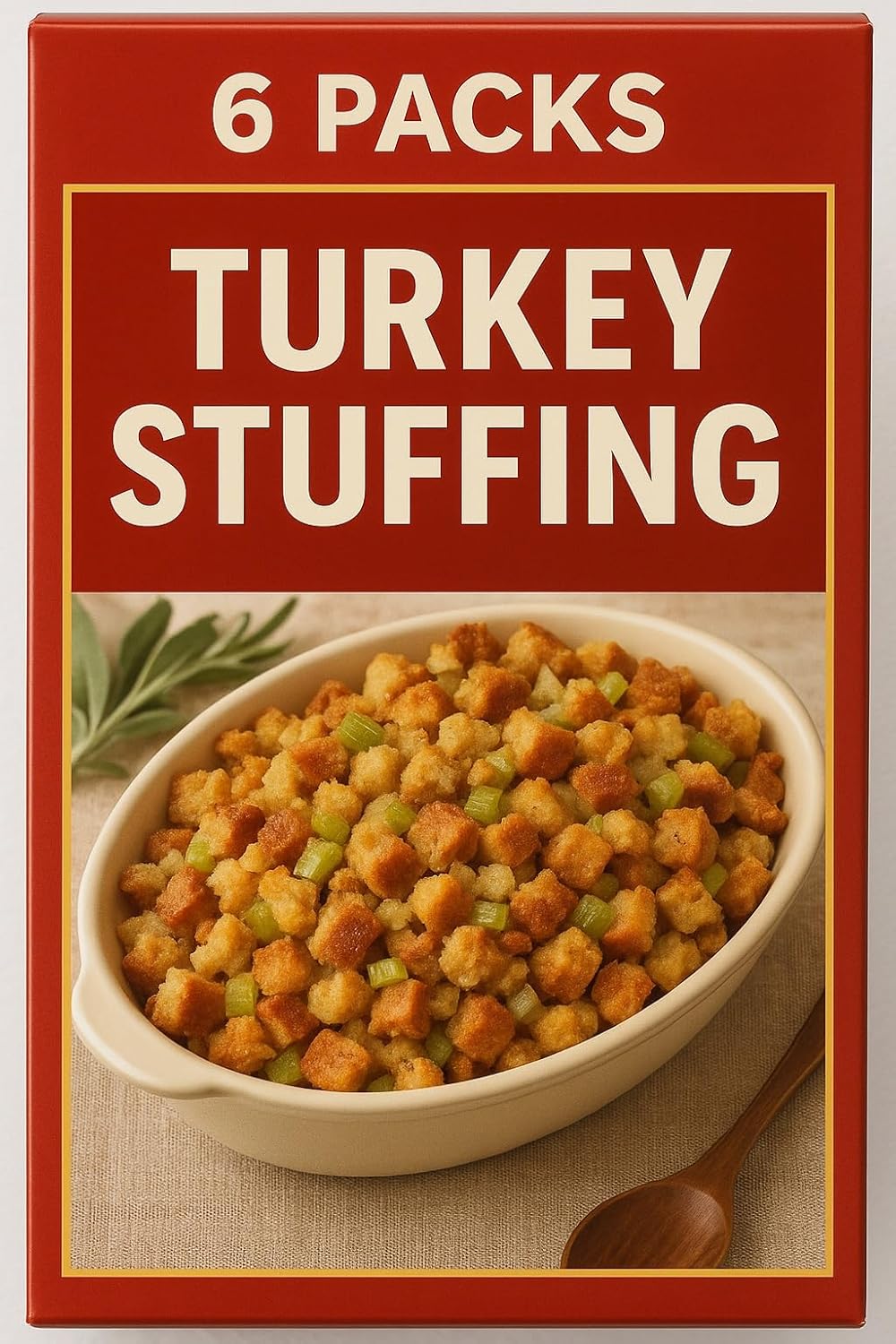 “Bulk Turkey Stuffing Mix 6 Pack – 6 oz Boxes – Classic Seasoned Bread Stuffing for Thanksgiving, Holiday Meals, or Everyday Side Dish – Easy to Prepare –