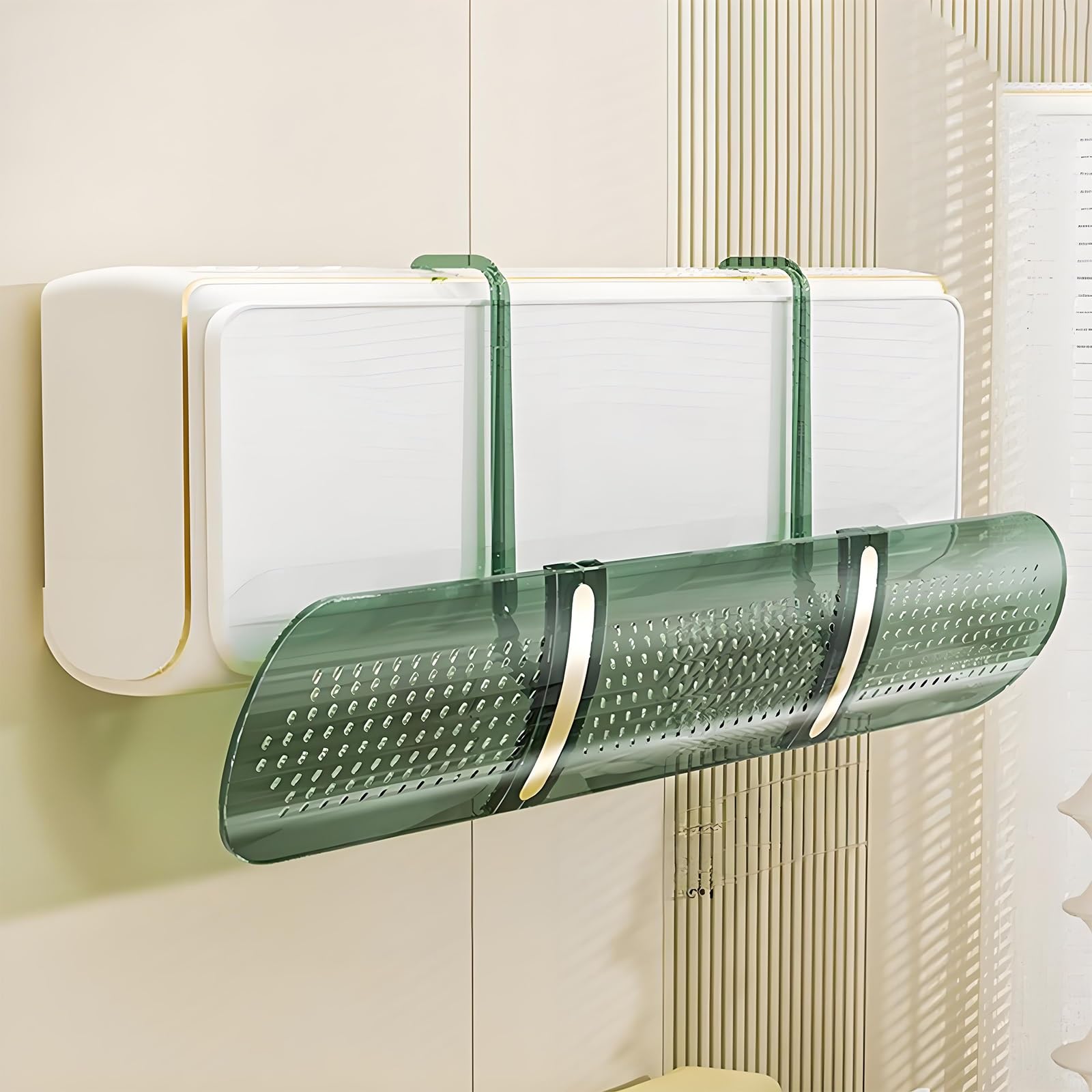 Déflecteur de climatiseur réglable vert avec volet anti-soufflage