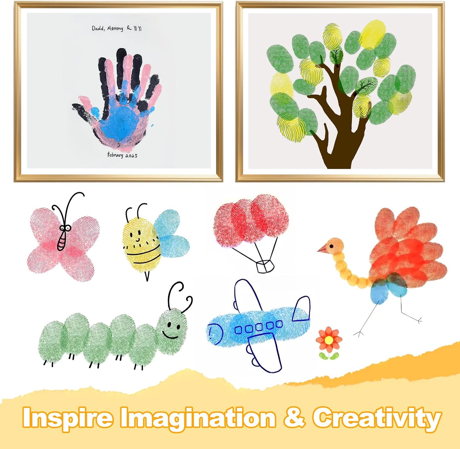 Hayunfiys Kids’ 7" Large Round Ink Pads - 10 Color Rainbow, Safe & Washable | for Handprint/Footprint Art, Stamp Crafting, Fingerprint Painting | Ideal Birthday Gifts for Kids