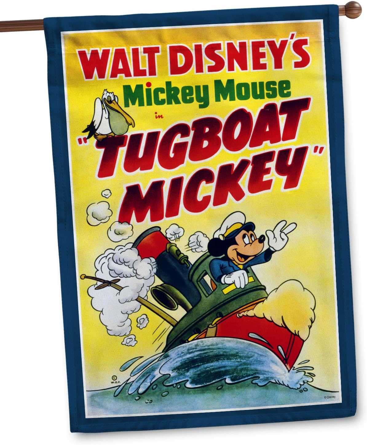 Flagology.com, Disney,Mickey Mouse, Tugboat Mickey Classic Poster – House Flag 28” x 40”, Outdoor, Exclusive Premium Fabric, Officially Licensed Disney