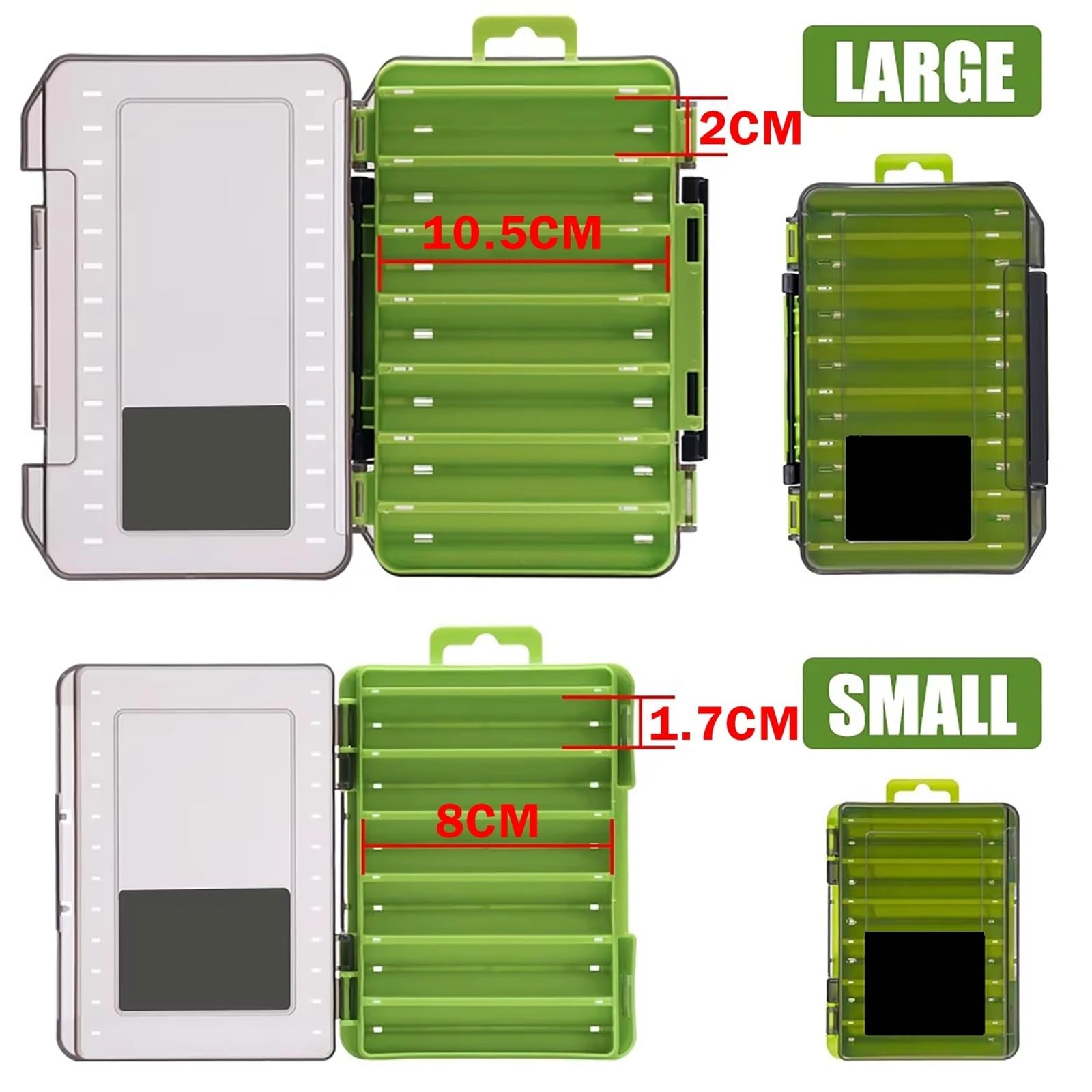 Caja de aparejos de doble cara, organizador de pesca compacto para señuelos, anzuelos, cebos y guardarropa con interior de espuma, ideal para optimizar tu equipo de pesca