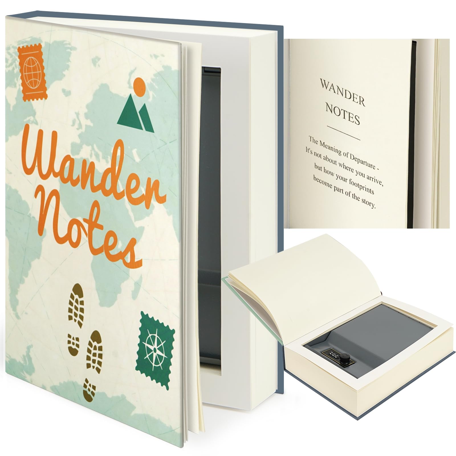 Decorative Book Safe with Combination Lock, Realistic Paper Page Design Hidden Storage Box, Secret Diversion Safe for Cash, Phone, Passport, and Valuables – for Home Office Bookshelf - Wander Notes-image-12